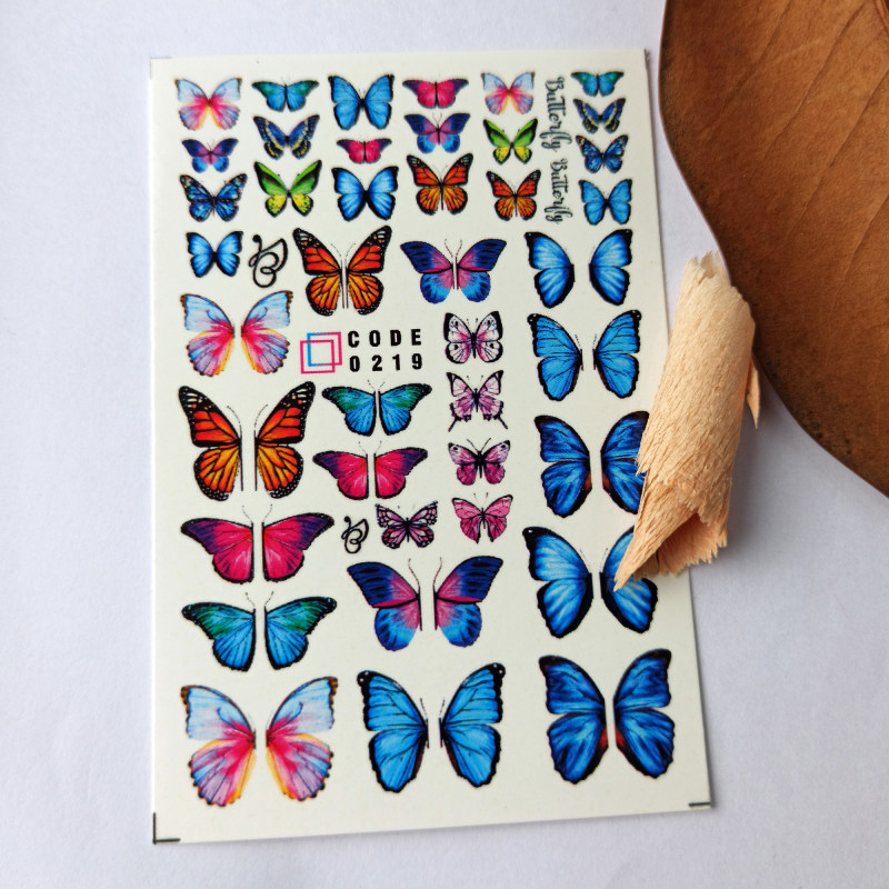 برچسب لنز ناخن مدل پروانه مجموعه 6 عددی